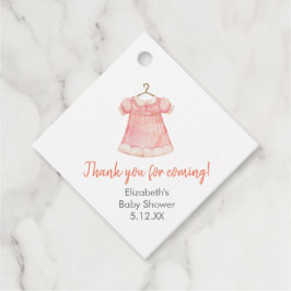 水彩ピンクの女の子ドレスベビーシャワー フェイバータグ