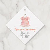 水彩ピンクの女の子ドレスベビーシャワー フェイバータグ (正面)