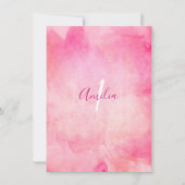 水彩ピンクの女の子誕生パーティー1年目 招待状 (裏面)