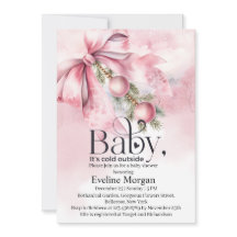 水彩ピンクの弓と飾りのベビーシャワー