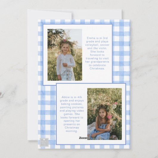 水彩ピンクの弓リボンサッシクリスマスフォト シーズンカード (裏面)