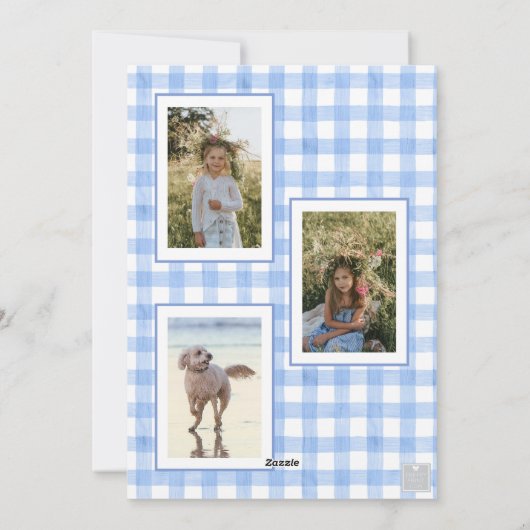 水彩ピンクの弓リボンサッシクリスマスフォト シーズンカード (裏面)