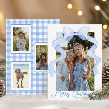 水彩ピンクの弓リボンサッシクリスマスフォト