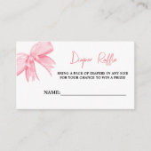 水彩ピンクの弓 赤ちゃんのお披露目 おむつラッフル エンクロージャーカード (正面)