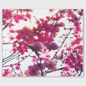 水彩ピンクの春の花 | 開花樹 ラッピングペーパー (フラット)