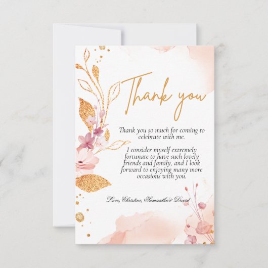 水彩ピンクの最初の聖なる交感謝してい交。 カード (正面)