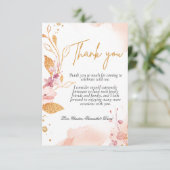 水彩ピンクの最初の聖なる交感謝してい交。 カード (スタンド正面)