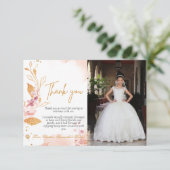 水彩ピンクの最初の聖なる交感謝してい交。 カード (スタンド正面)