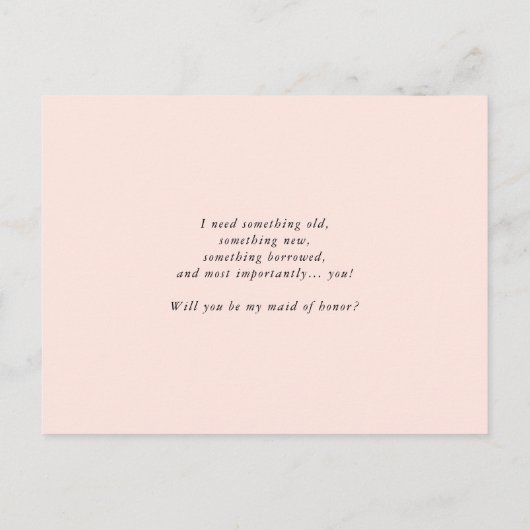 水彩ピンクの桃の花のブーケ 私のメイド・オブ・オナーになって インビテーションポストカード (裏面)