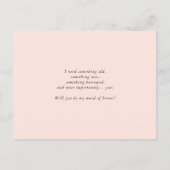 水彩ピンクの桃の花をあしらったウェディングパーティの仲間にして インビテーションポストカード (裏面)