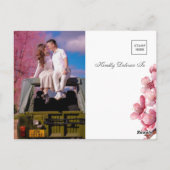 水彩ピンクの桜のウェディング　サンキュー ポストカード (裏面)