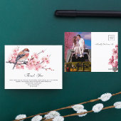 水彩ピンクの桜のウェディング　サンキュー ポストカード