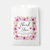 水彩ピンクの桜のブライダルシャワー フェイバーバッグ (正面)