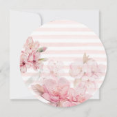 水彩ピンクの桜の花輪のベビーシャワー 招待状 (裏面)