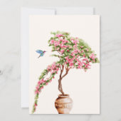 水彩ピンクの植物の庭の誕生日 招待状 (裏面)