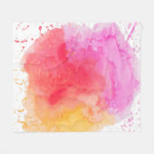 水彩ピンクの橙赤曇り フリースブランケット (正面(横))