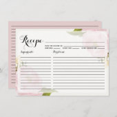 水彩ピンクの牡丹のレシピカードII (正面/裏面)