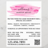 水彩ピンクの筆致 メイクアップアーティスト チラシ (正面)