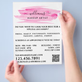 水彩ピンクの筆致 メイクアップアーティスト チラシ (手)