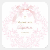 水彩ピンクの紋章 | バプテスマ スクエアシール (正面)