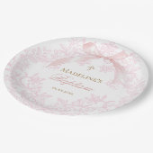 水彩ピンクの紋章 | バプテスマ ペーパープレート (アングル)