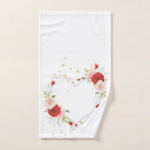 水彩ピンクの美しいフローラリース バスタオルセット (ハンドタオル)