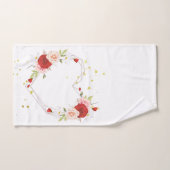 水彩ピンクの美しいフローラリース バスタオルセット (ハンドタオル)