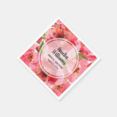 水彩ピンクの芍薬の花 スタンダードカクテルナプキン (角)