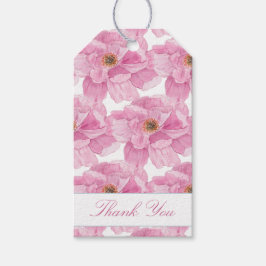 水彩ピンクの芍薬 ギフトタグ