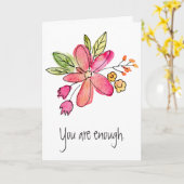 水彩ピンクの花が十分だ カード (黄色い花)