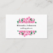 水彩ピンクの花さくらんぼ花フローラ 名刺 (正面)