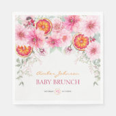 水彩ピンクの花と柑橘系ベビーシャワー スタンダードランチョンナプキン (正面)