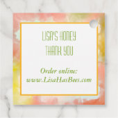 水彩ピンクの花と蜂のギフトタグ フェイバータグ (裏面)