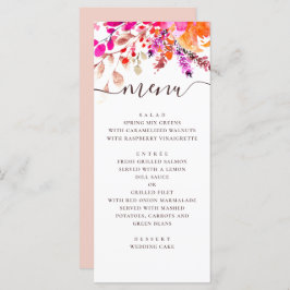 水彩ピンクの花のウェディング。ガーデンボタニカル メニュー