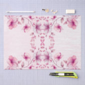 水彩ピンクの花のティッシュペーパー 薄葉紙 (クラフト)