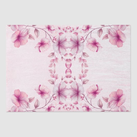水彩ピンクの花のティッシュペーパー 薄葉紙 (正面)