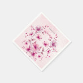 水彩ピンクの花のナプキン スタンダードカクテルナプキン (角)