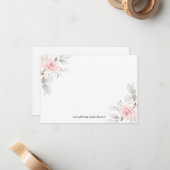 水彩ピンクの花のバラ個人 |空白の | ノートカード (正面/裏面インサイチュ)