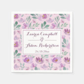 水彩ピンクの花のパタ結婚ーン スタンダードカクテルナプキン (正面)