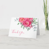 水彩ピンクの花のベイビーシャワーのお礼カード サンキューカード (正面)
