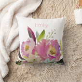 水彩ピンクの花のベビーガール寝室インテリア クッション (ブランケット)