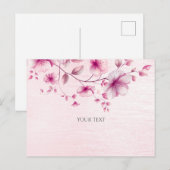 水彩ピンクの花のポストカード ポストカード (正面/裏面)