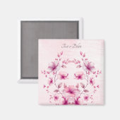 水彩ピンクの花のマグネット マグネット (正面/裏面)