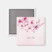 水彩ピンクの花のマグネット マグネット (正面/裏面)