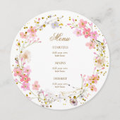 水彩ピンクの花のリースメニュー メニュー (正面)
