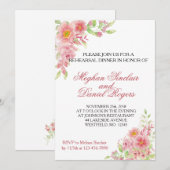 水彩ピンクの花の彩彩の前夜祭招待状 招待状 (正面/裏面)