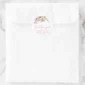 水彩ピンクの花の感謝を伝えるギフト ラウンドシール (バッグ)