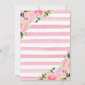 水彩ピンクの花の最初の聖餐式 招待状 (裏面)