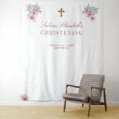 水彩ピンクの花の洗礼写真プロップ タペストリー (インサイチュ)
