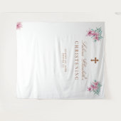 水彩ピンクの花の洗礼写真小道具 タペストリー (正面(横))